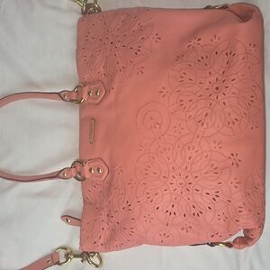 COACH NWT Ashley Tossed Laser Cut Tote Salmon Pink Purse Bag Handbag NEW